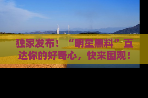 独家发布！“明星黑料”直达你的好奇心，快来围观！